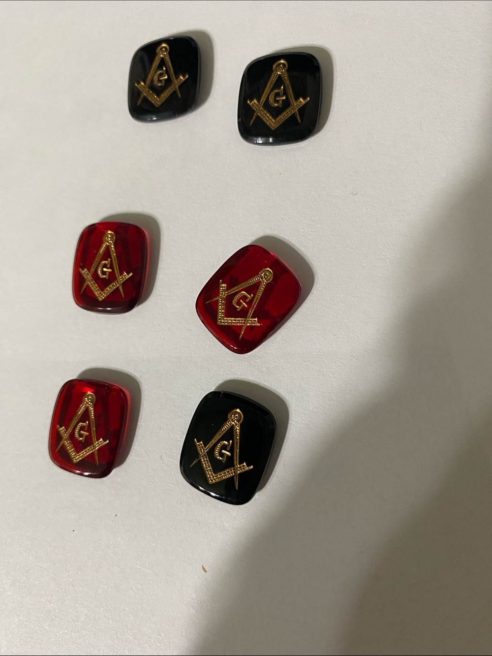 Set of Red and Black Masonic Emblem Cabashons
